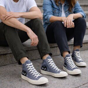 CDG Play Converse Chuck 70 High Top Gray Heart Sneakers M3 W5 NWOT